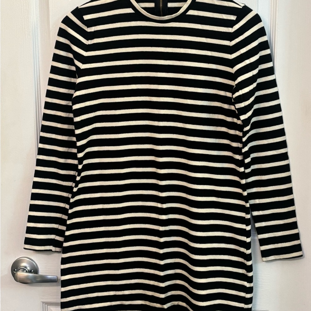 Black and White Striped Top with Gold Zipper